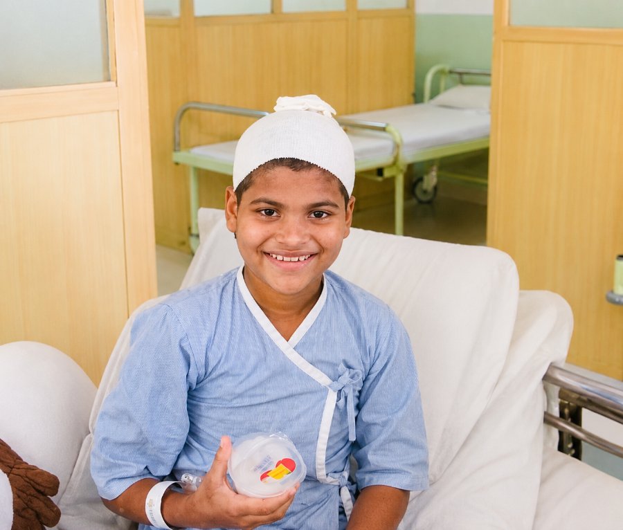 Anu recovering in the hospital after brain surgery