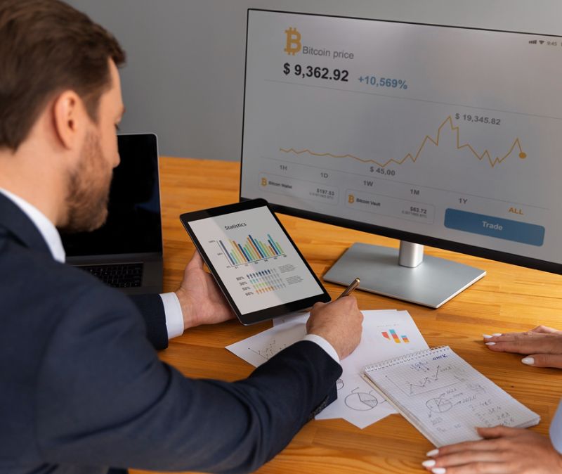 Financial advisor reviewing accounts
